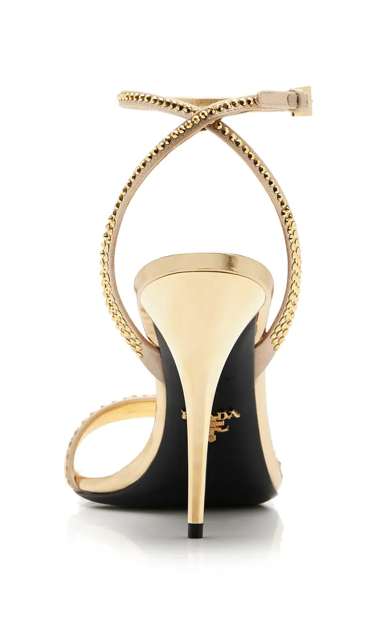 Prada Crystal-Embellished Metallic Leather Sandals | Thumbnail 4 Prada Crystal-Embellished Metallic Leather Sandals | Thumbnail 4
