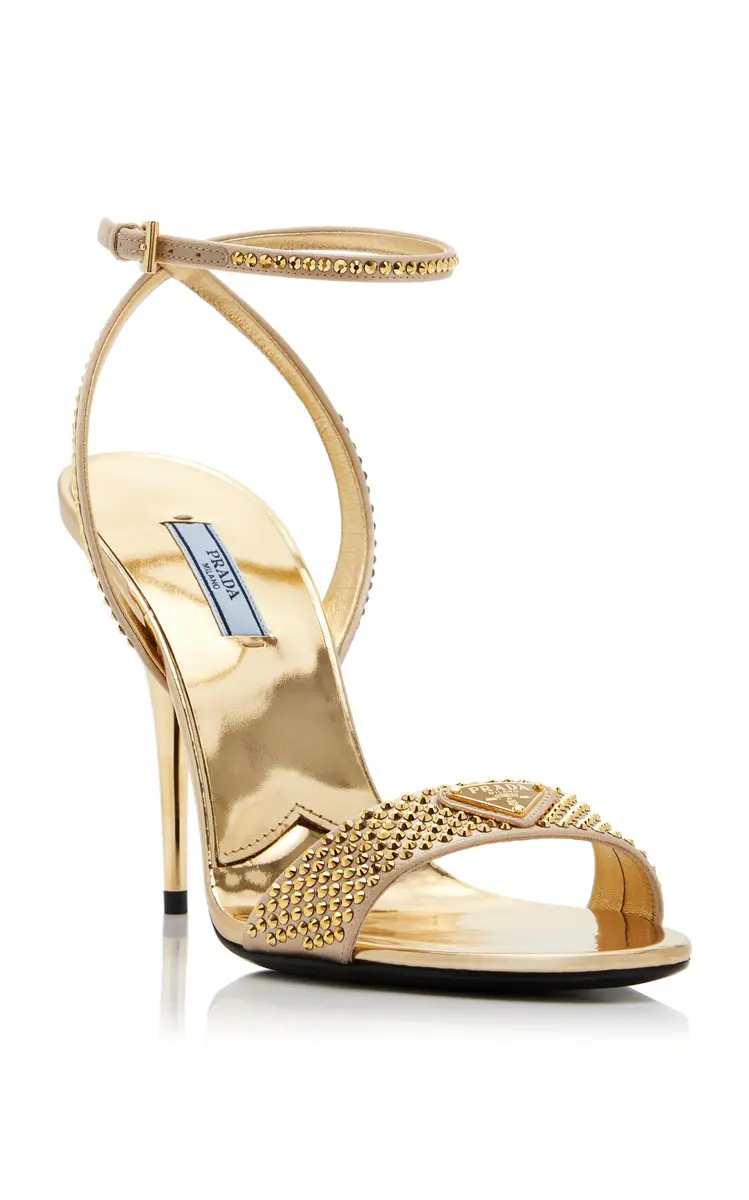Prada Crystal-Embellished Metallic Leather Sandals | Thumbnail 5 Prada Crystal-Embellished Metallic Leather Sandals | Thumbnail 5