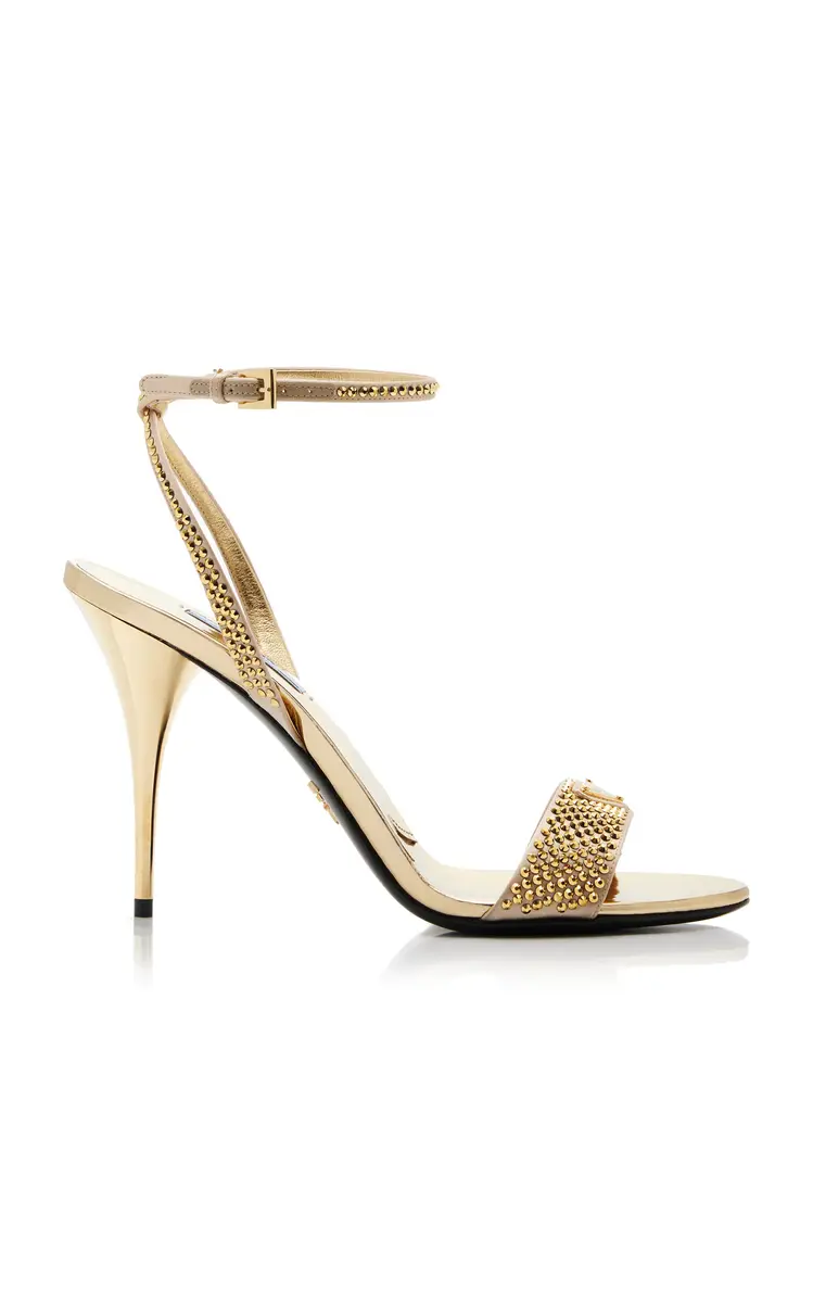 Prada Crystal-Embellished Metallic Leather Sandals | Thumbnail 6 Prada Crystal-Embellished Metallic Leather Sandals | Thumbnail 6
