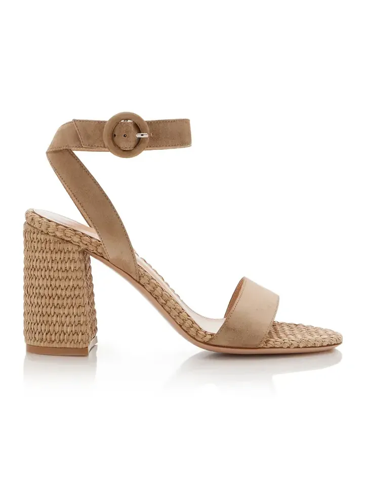 Gianvito Rossi Luana Suede and Raffia Sandals