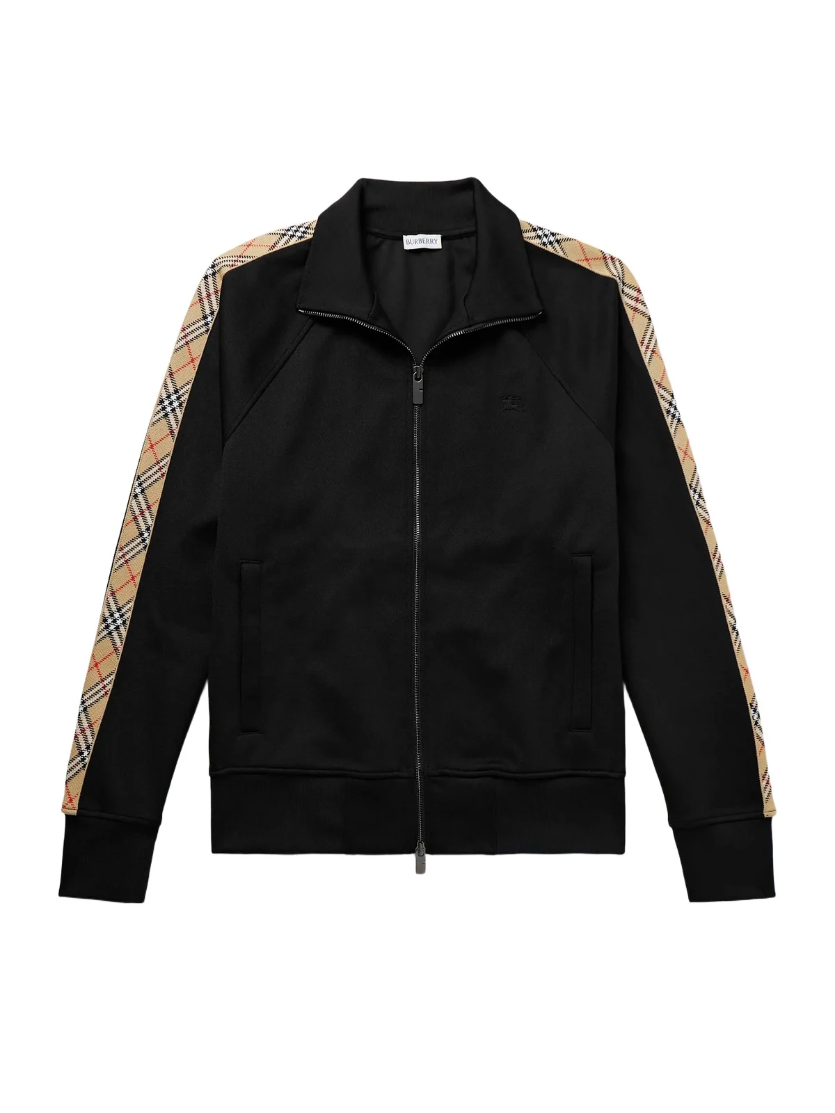 Checked Jacquard-Trimmed Logo-Embroidered Tech-Jersey Track Jacket - Men Checked Jacquard-Trimmed Logo-Embroidered Tech-Jersey Track Jacket - Men