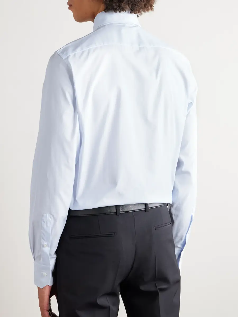 Zegna Cutaway-Collar Checked Cotton-Poplin Shirt - Men | Thumbnail 3 Zegna Cutaway-Collar Checked Cotton-Poplin Shirt - Men | Thumbnail 3