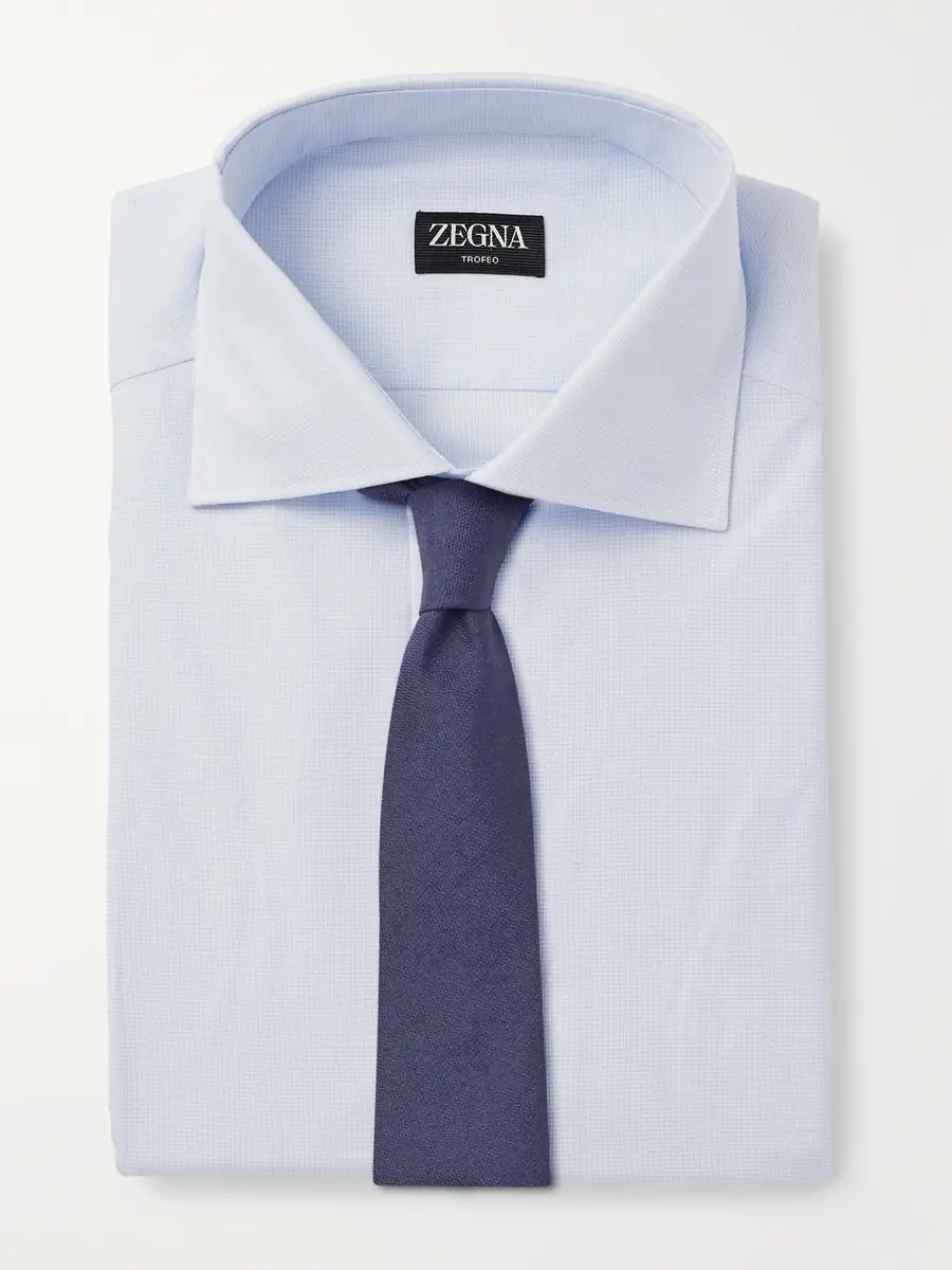 Zegna Cutaway-Collar Checked Cotton-Poplin Shirt - Men | Thumbnail 4 Zegna Cutaway-Collar Checked Cotton-Poplin Shirt - Men | Thumbnail 4