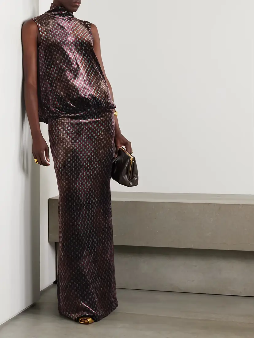 Dries Van Noten Draped Printed Velvet Maxi Dress | Thumbnail 2 Dries Van Noten Draped Printed Velvet Maxi Dress | Thumbnail 2