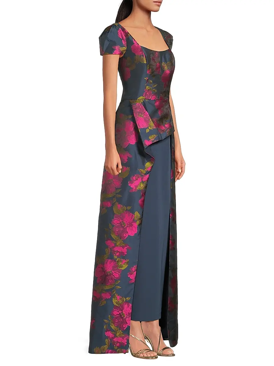 Kay Unger Women's Gene Floral Asymmetric Walk-Thru Gown | Thumbnail 4