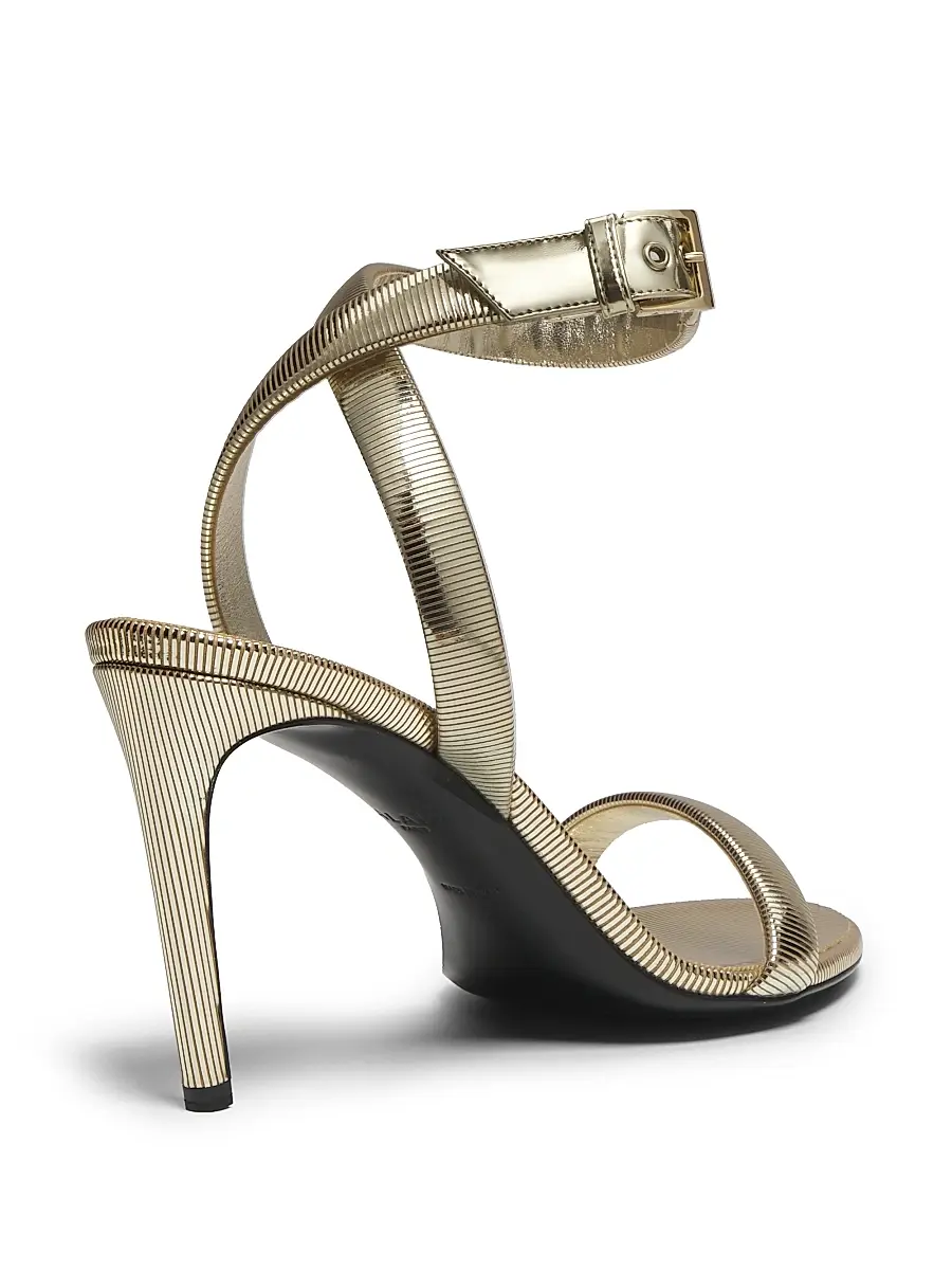 ALAIA Women's 90MM Textured Leather Sandals - Platine | Thumbnail 3