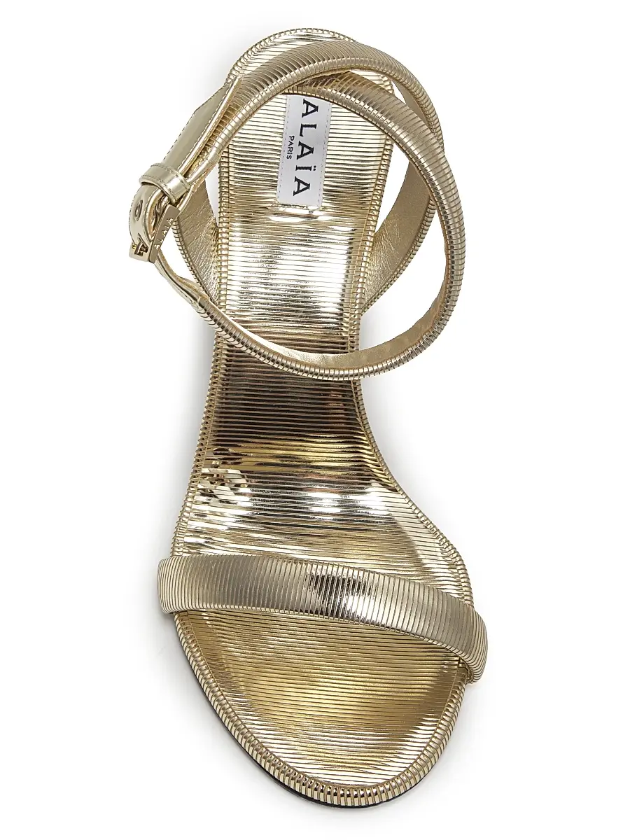 ALAIA Women's 90MM Textured Leather Sandals - Platine | Thumbnail 4