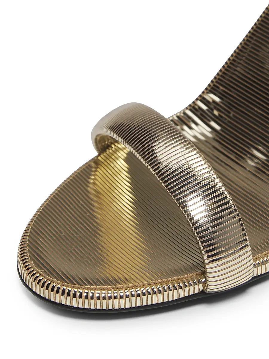 ALAIA Women's 90MM Textured Leather Sandals - Platine | Thumbnail 5