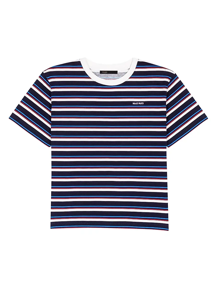 Maje Women's Striped T Shirt - White Navy | Image 1 Maje Women's Striped T Shirt - White Navy | Image 1