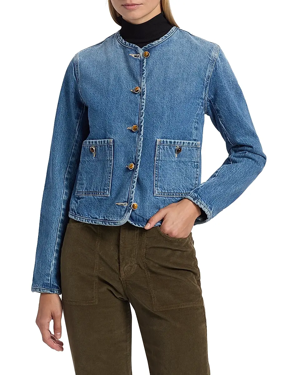 Veronica Beard Women's Andrea Cotton Denim Jacket | Thumbnail 3 Veronica Beard Women's Andrea Cotton Denim Jacket | Thumbnail 3