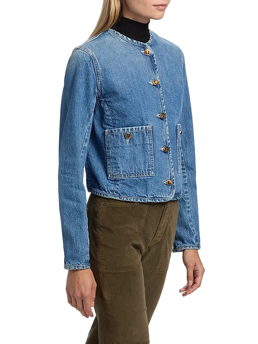 Veronica Beard Women's Andrea Cotton Denim Jacket | Thumbnail 4 Veronica Beard Women's Andrea Cotton Denim Jacket | Thumbnail 4