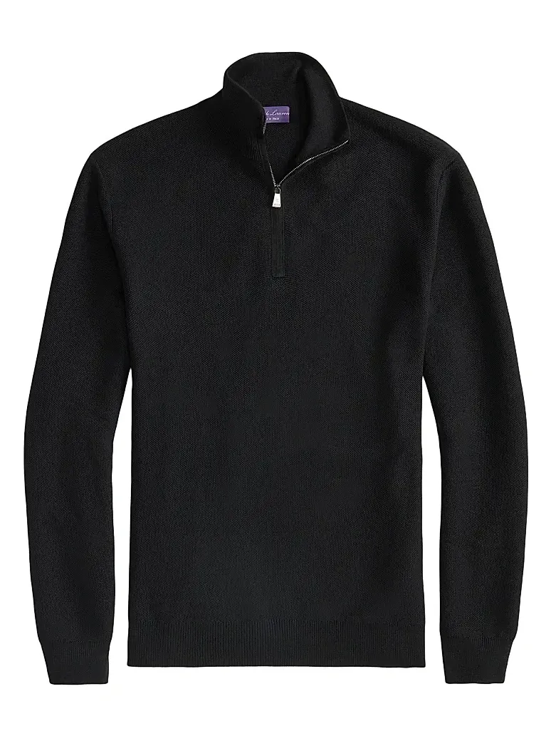 Men's Double Piqué Wool Half-Zip Sweater Men's Double Piqué Wool Half-Zip Sweater