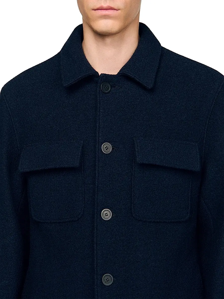 Sandro Men's Wool Overshirt - Midnight Blue | Thumbnail 5 Sandro Men's Wool Overshirt - Midnight Blue | Thumbnail 5