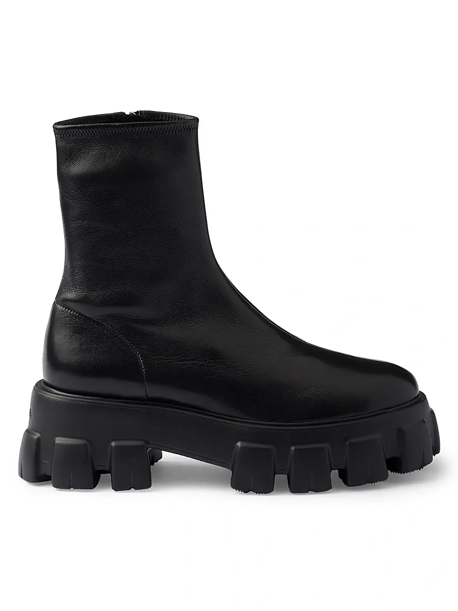 Prada Women's Monolith Stretch Nappa Booties - Black | Image 1 Prada Women's Monolith Stretch Nappa Booties - Black | Image 1
