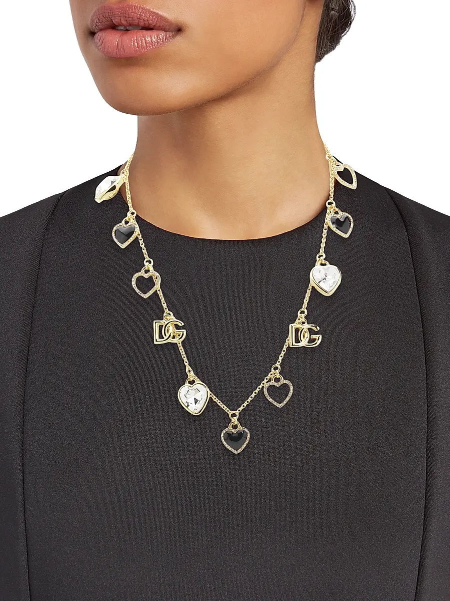 Dolce & Gabbana Women's Goldtone & Crystal Logo Charm Necklace - Gold | Thumbnail 2