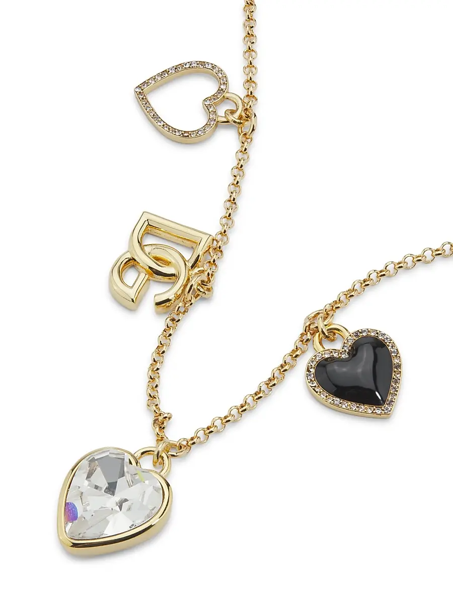 Dolce & Gabbana Women's Goldtone & Crystal Logo Charm Necklace - Gold | Thumbnail 3