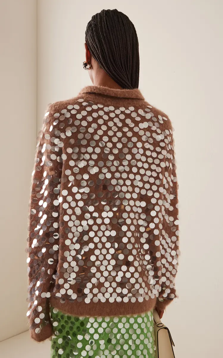 ZANKOV Adora Sequined Mohair-Blend Polo Sweater - Neutral | Thumbnail 4 ZANKOV Adora Sequined Mohair-Blend Polo Sweater - Neutral | Thumbnail 4