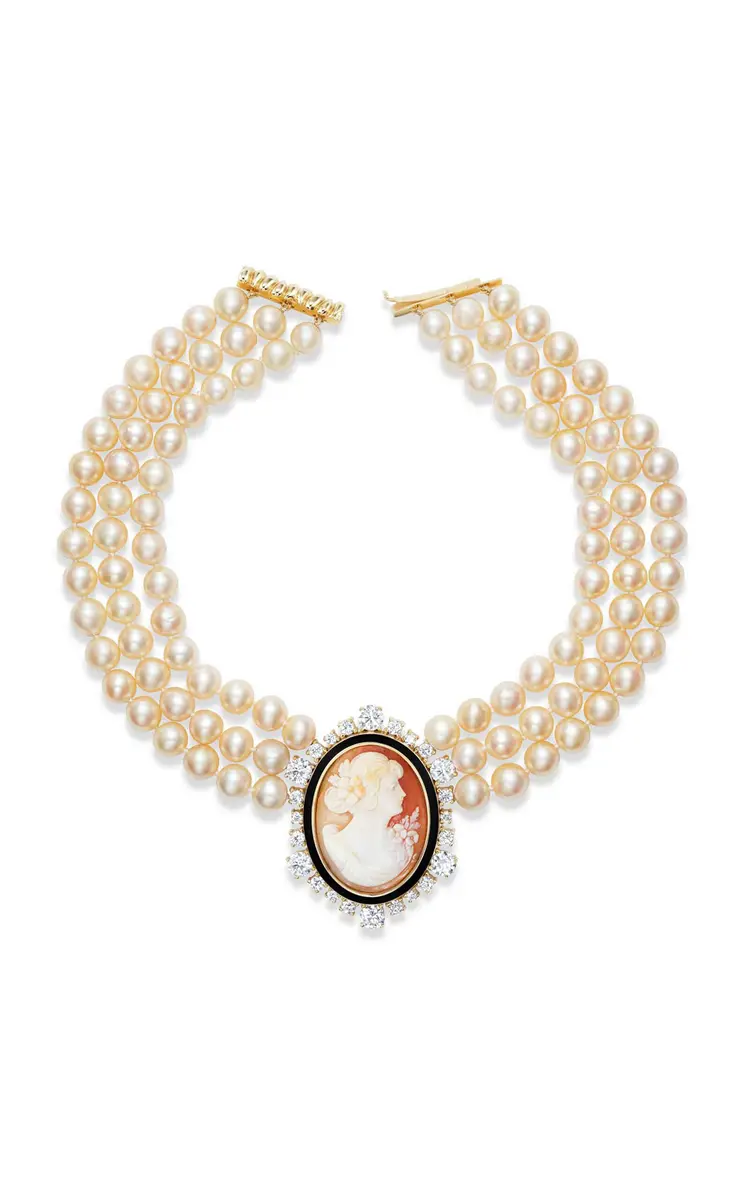 Marlo Laz Cleo 14K Yellow Gold Pearl Cameo Necklace - Off-White - OS - Moda Operandi | Image 1 Marlo Laz Cleo 14K Yellow Gold Pearl Cameo Necklace - Off-White - OS - Moda Operandi | Image 1