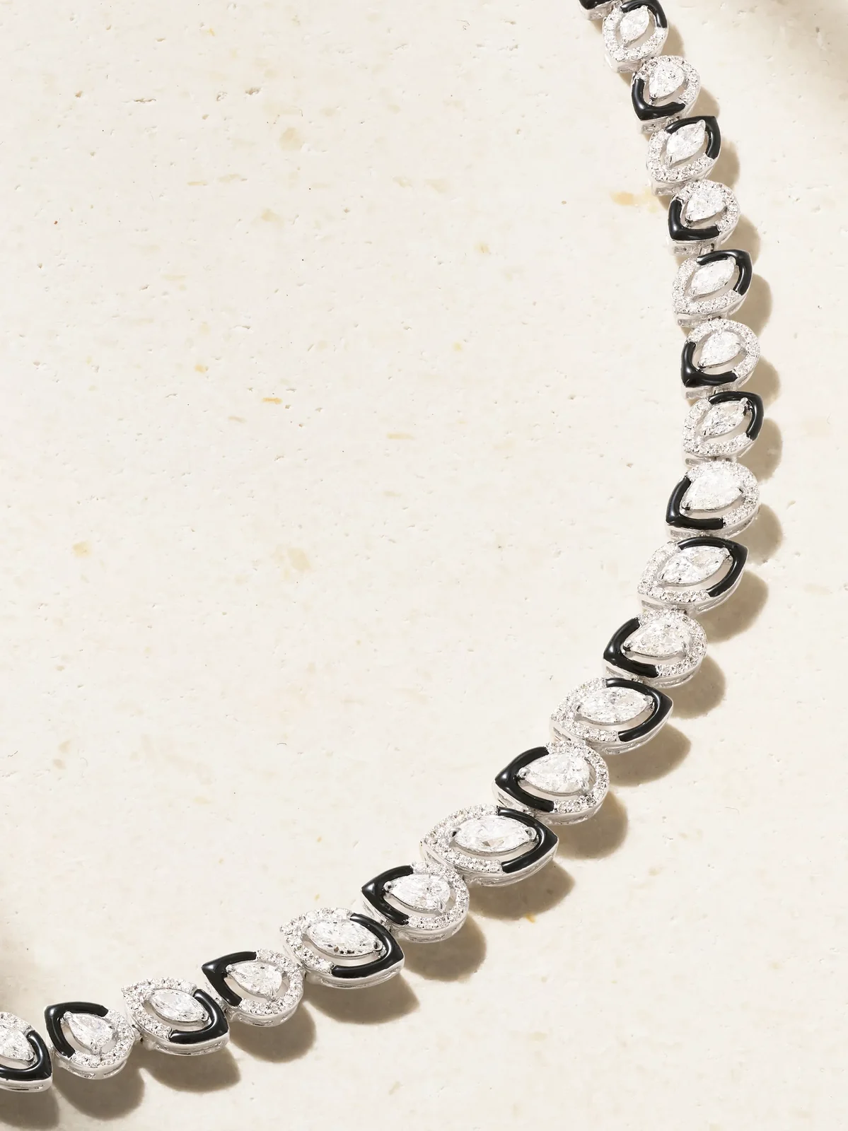 18-karat White Gold, Diamond And Enamel Choker - Black