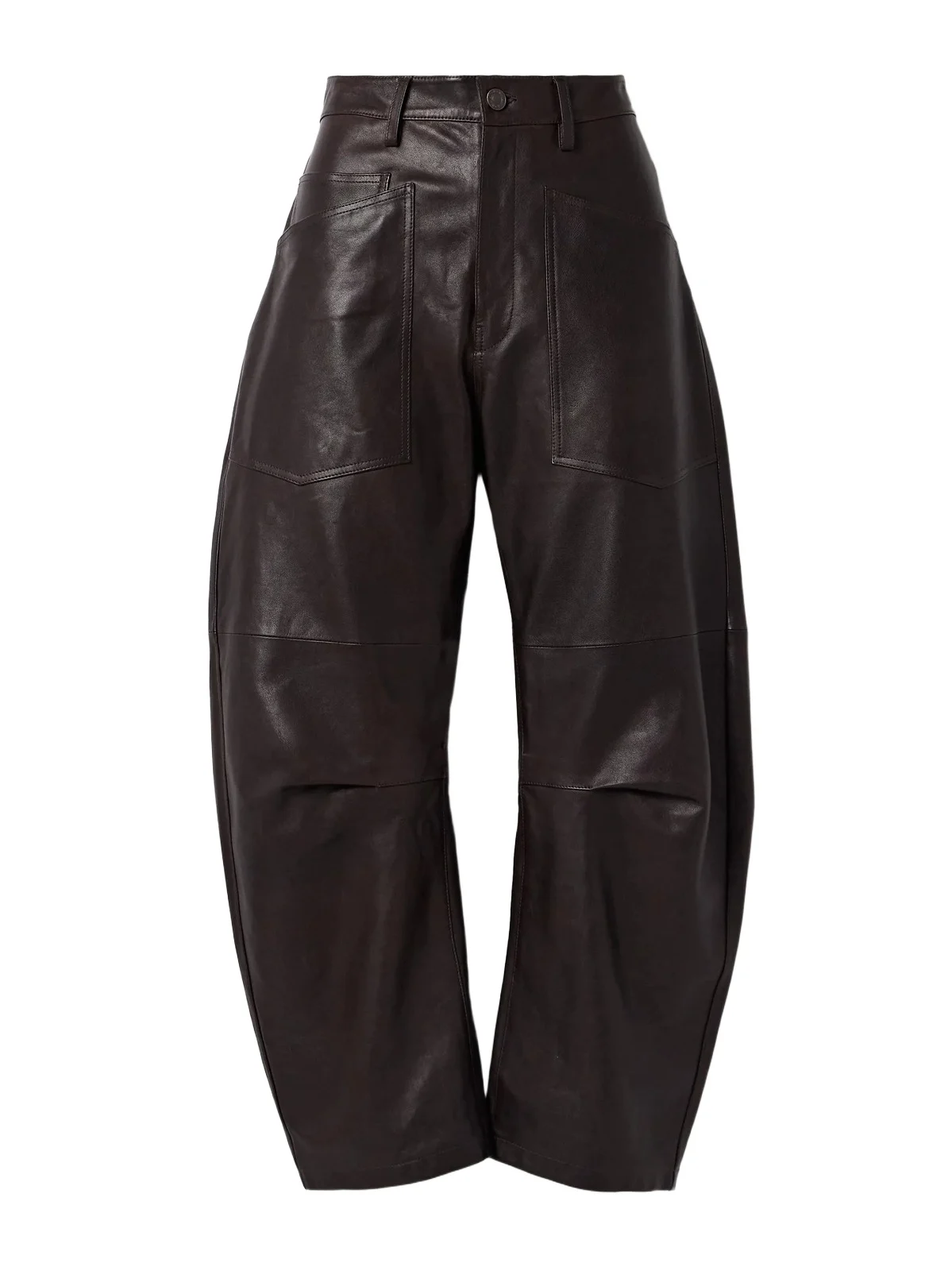 Shon Leather Barrel-leg Pants