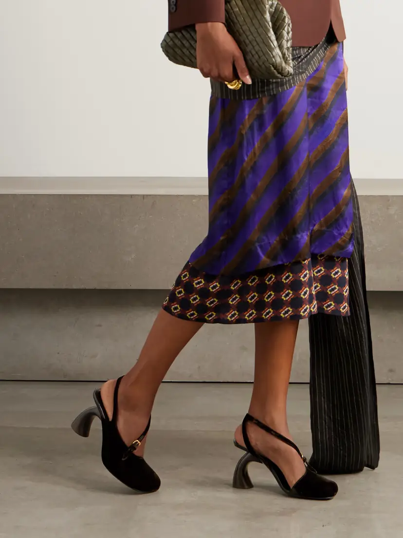 Dries Van Noten Velvet Slingback Pumps | Thumbnail 2