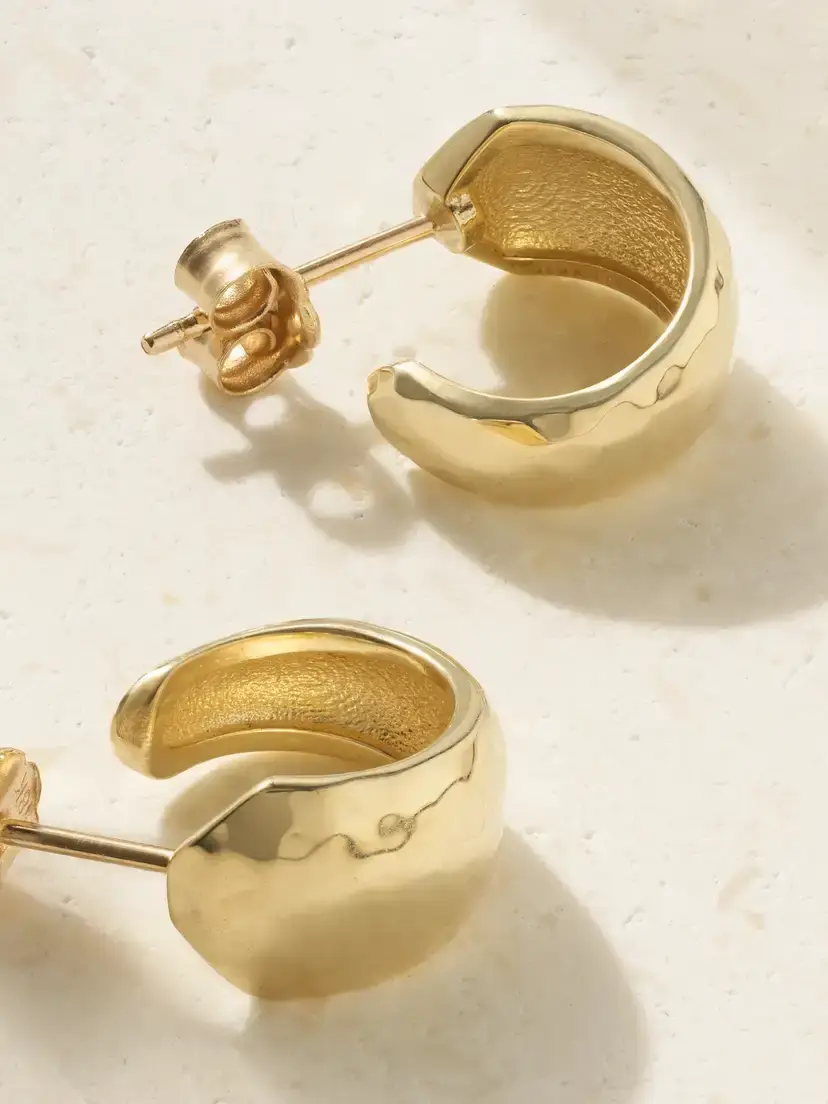 Jennifer Meyer Mini Hammered 18-karat Gold Hoop Earrings | Thumbnail 3 Jennifer Meyer Mini Hammered 18-karat Gold Hoop Earrings | Thumbnail 3