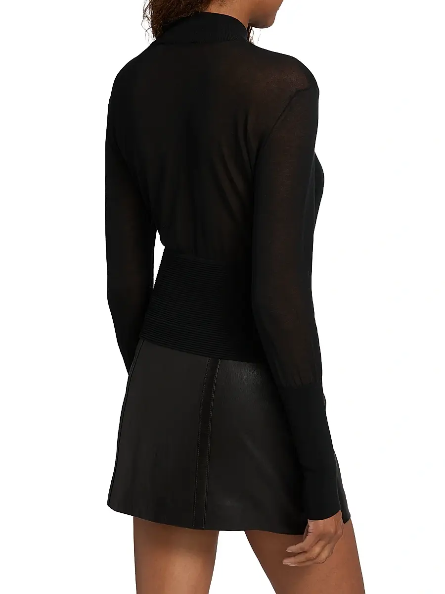 FRAME Women's The Sleek Sheer Sweater - Black | Thumbnail 5 FRAME Women's The Sleek Sheer Sweater - Black | Thumbnail 5