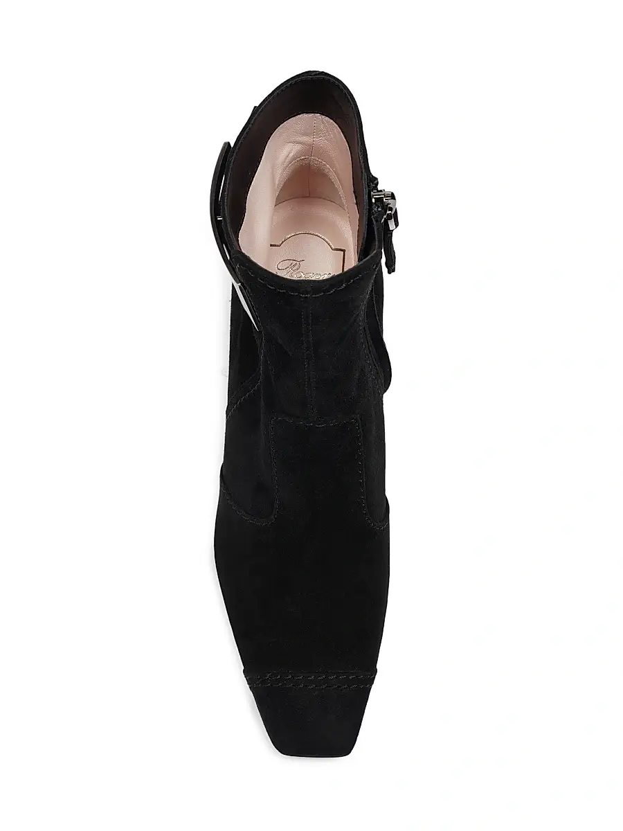Roger Vivier Women's Trompette 70MM Suede Booties - Tabacco Chiaro | Thumbnail 11