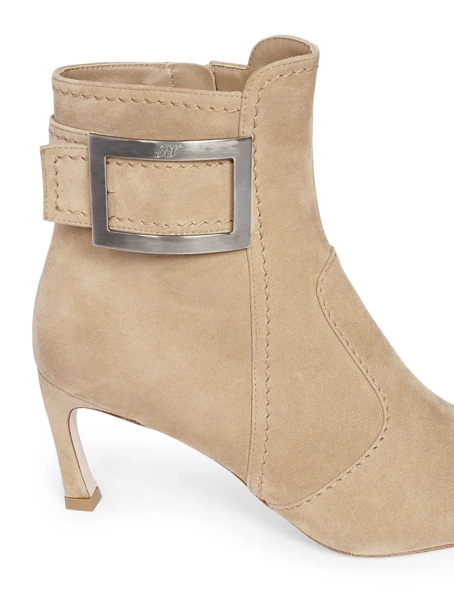 Roger Vivier Women's Trompette 70MM Suede Booties - Tabacco Chiaro | Thumbnail 6