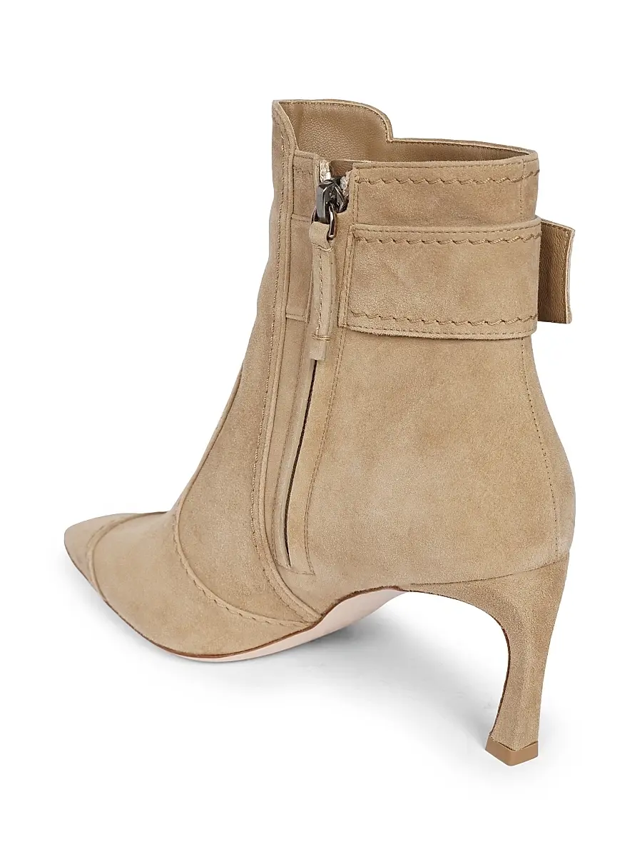 Roger Vivier Women's Trompette 70MM Suede Booties - Tabacco Chiaro | Thumbnail 7