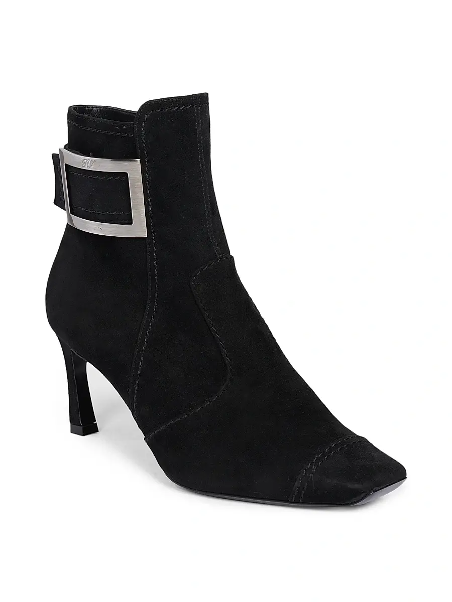 Roger Vivier Women's Trompette 70MM Suede Booties - Tabacco Chiaro | Thumbnail 9