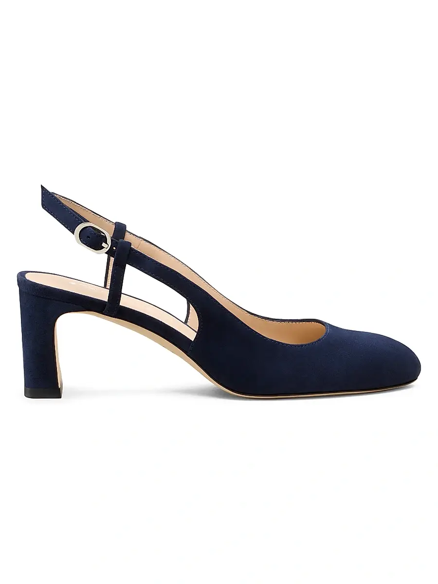 Stuart Weitzman Women's Babette 60MM Suede Slingback Pumps - Nice Blue | Image 1 Stuart Weitzman Women's Babette 60MM Suede Slingback Pumps - Nice Blue | Image 1