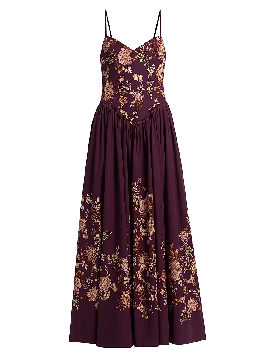 Hemant & Nandita Women's Savi Floral Sleeveless Maxi Dress - Burgundy Floral | Image 1 Hemant & Nandita Women's Savi Floral Sleeveless Maxi Dress - Burgundy Floral | Image 1