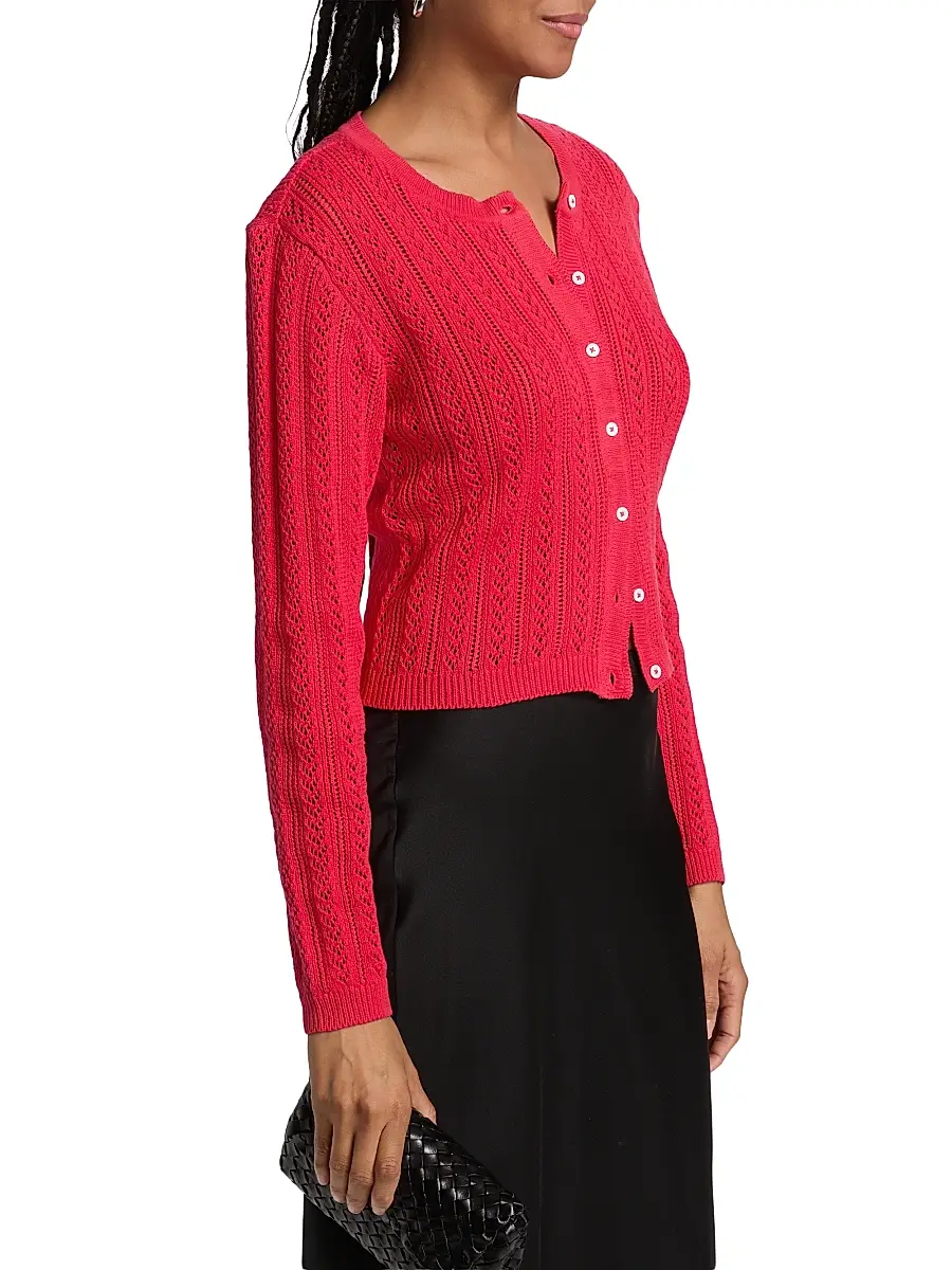 Cami NYC Women's Dresden Cotton Pointelle-Knit Crop Cardigan | Thumbnail 4 Cami NYC Women's Dresden Cotton Pointelle-Knit Crop Cardigan | Thumbnail 4