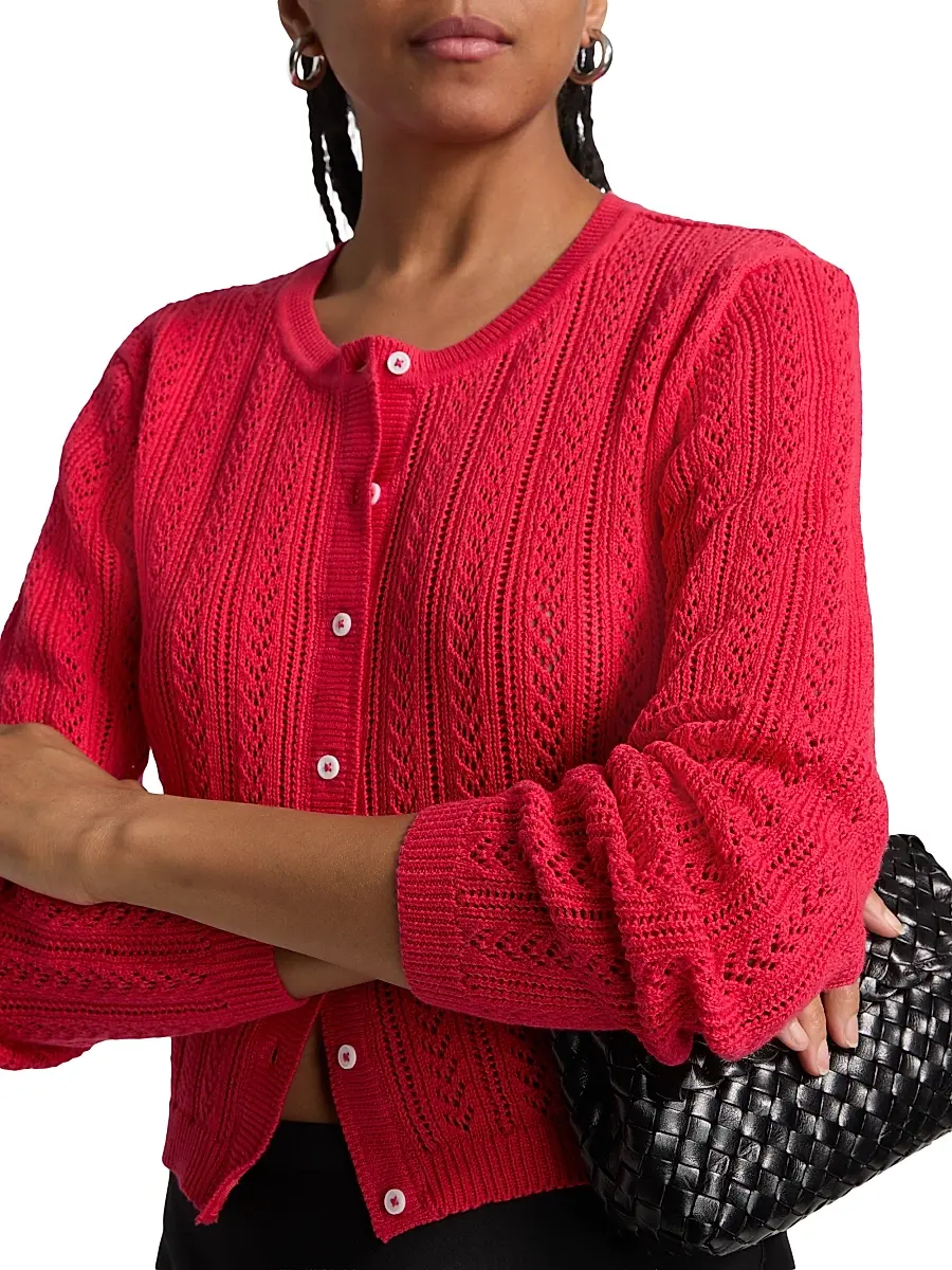 Cami NYC Women's Dresden Cotton Pointelle-Knit Crop Cardigan | Thumbnail 6 Cami NYC Women's Dresden Cotton Pointelle-Knit Crop Cardigan | Thumbnail 6