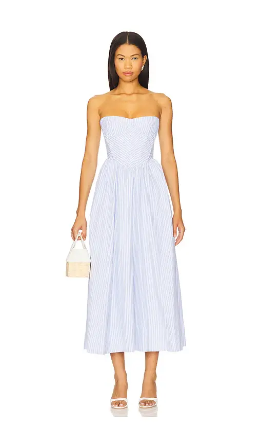 Bardot Lola Corset Stripe Midi Dress