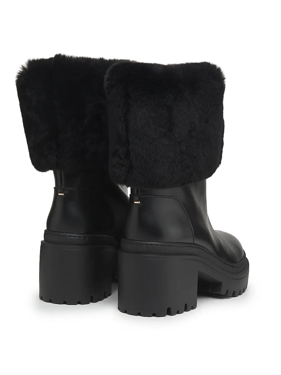Giuseppe Zanotti Women's 70MM Shearling-Cuff Leather Platform Booties | Thumbnail 3