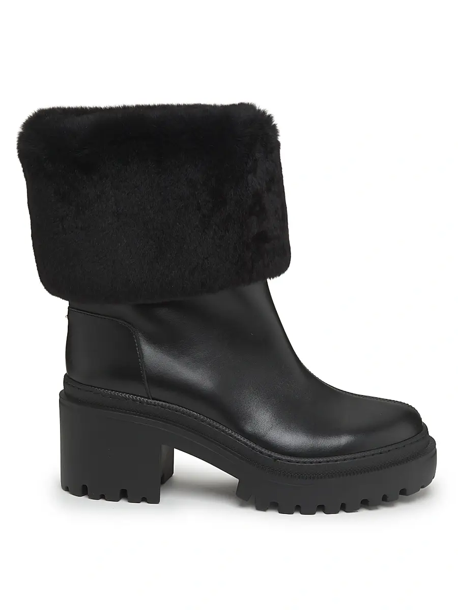 Giuseppe Zanotti Women's 70MM Shearling-Cuff Leather Platform Booties