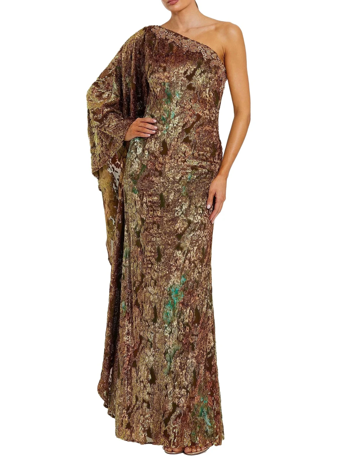Women's Beaded Burnout Velvet Kaftan Gown