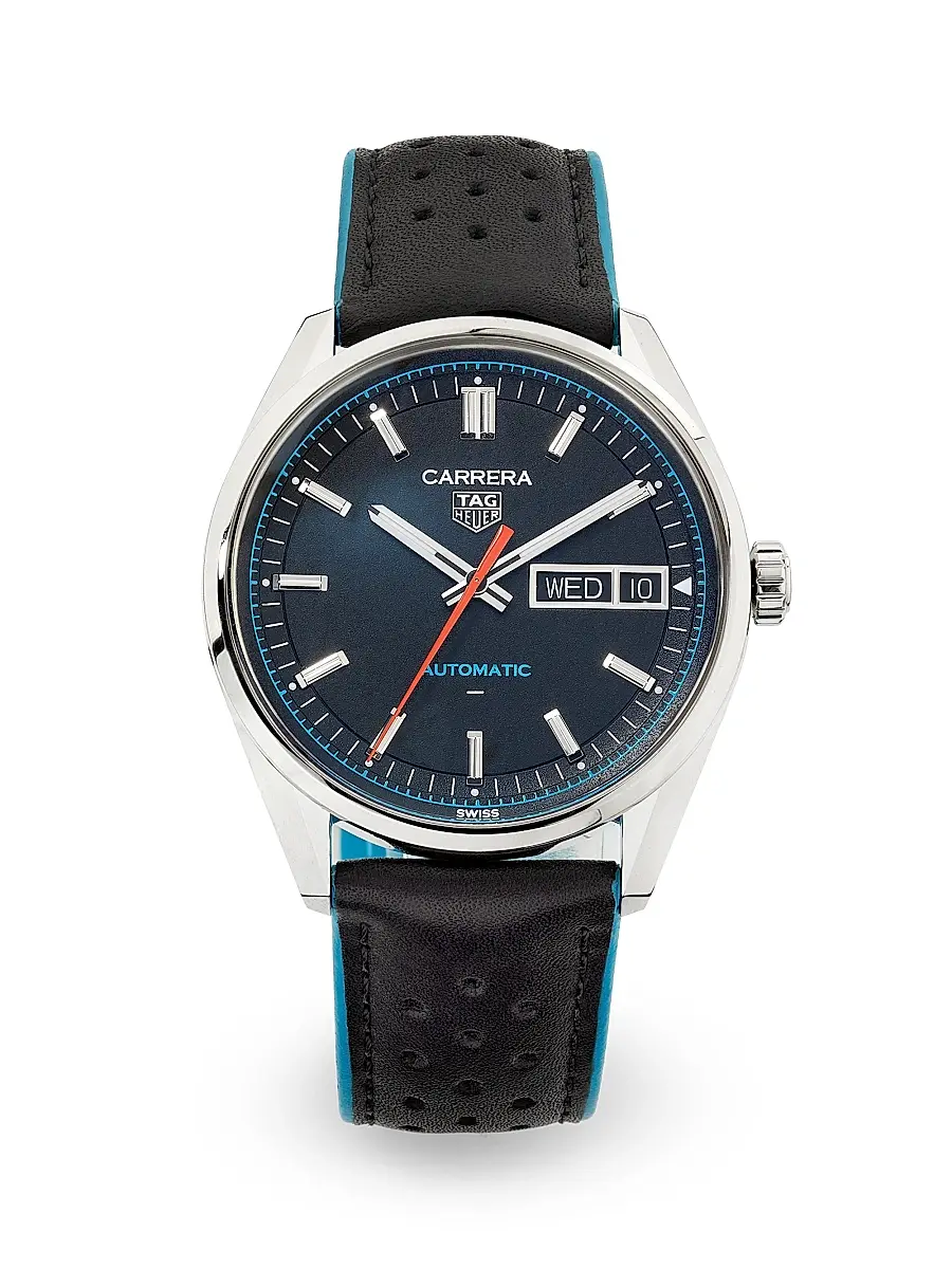 Men's Carrera Stainless Steel & Leather Strap Watch/41MM - Black