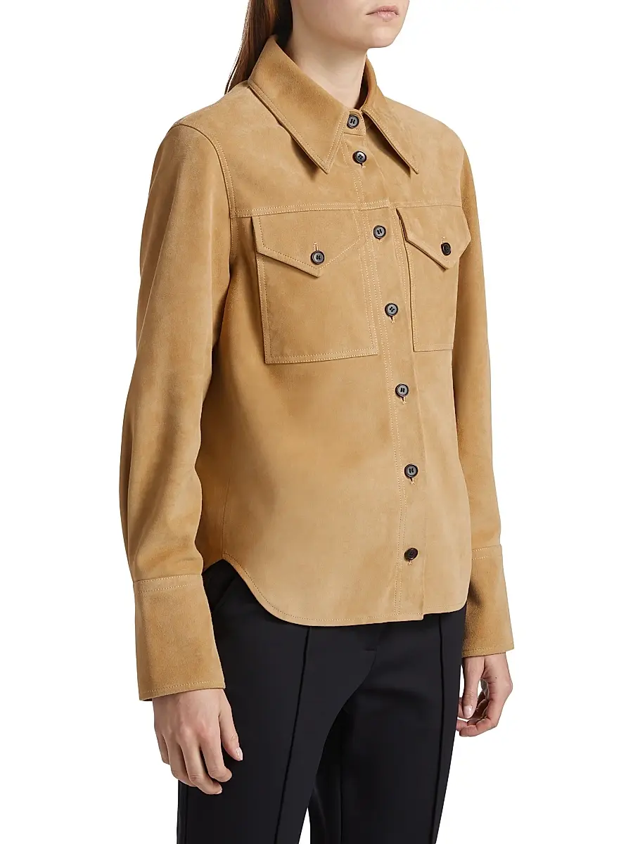 Co Women's Suede Blouse - Camel | Thumbnail 4 Co Women's Suede Blouse - Camel | Thumbnail 4