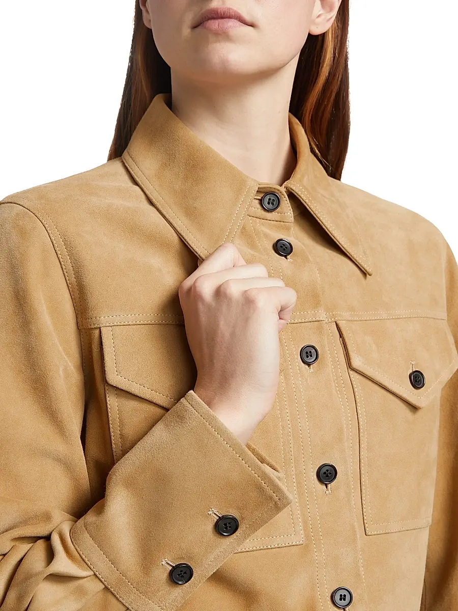 Co Women's Suede Blouse - Camel | Thumbnail 6 Co Women's Suede Blouse - Camel | Thumbnail 6