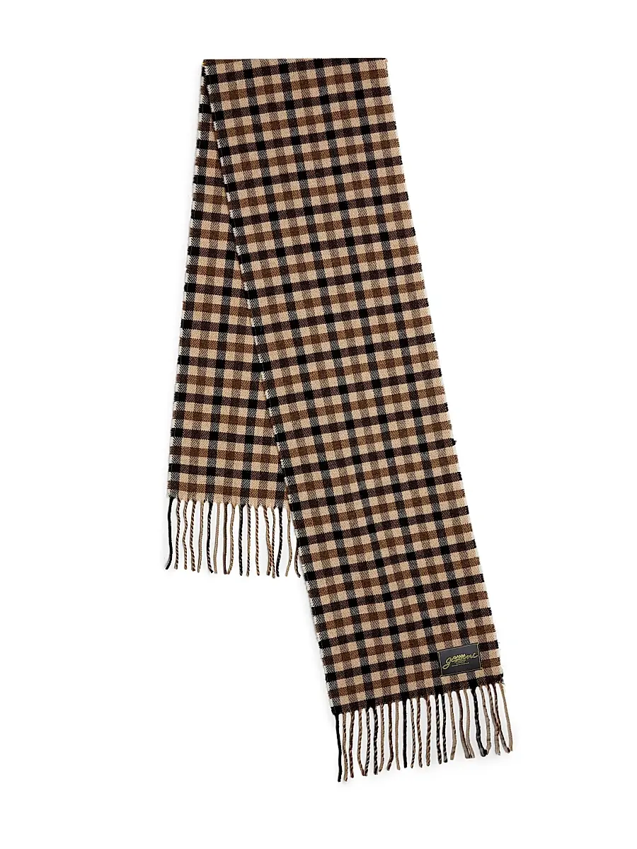 Ganni Women's Graphic Wool Scarf - Chicory Coffee | Thumbnail 2 Ganni Women's Graphic Wool Scarf - Chicory Coffee | Thumbnail 2