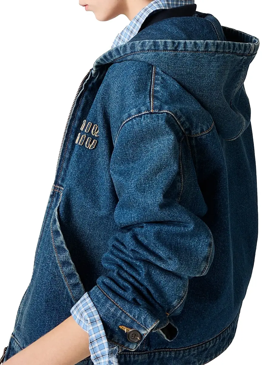 Miu Miu Women's Denim Hoodie Jacket | Thumbnail 5 Miu Miu Women's Denim Hoodie Jacket | Thumbnail 5
