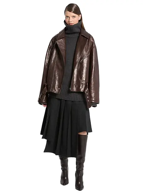 Michael Kors Collection Washed Leather Moto Jacket | Thumbnail 1 Michael Kors Collection Washed Leather Moto Jacket | Thumbnail 1