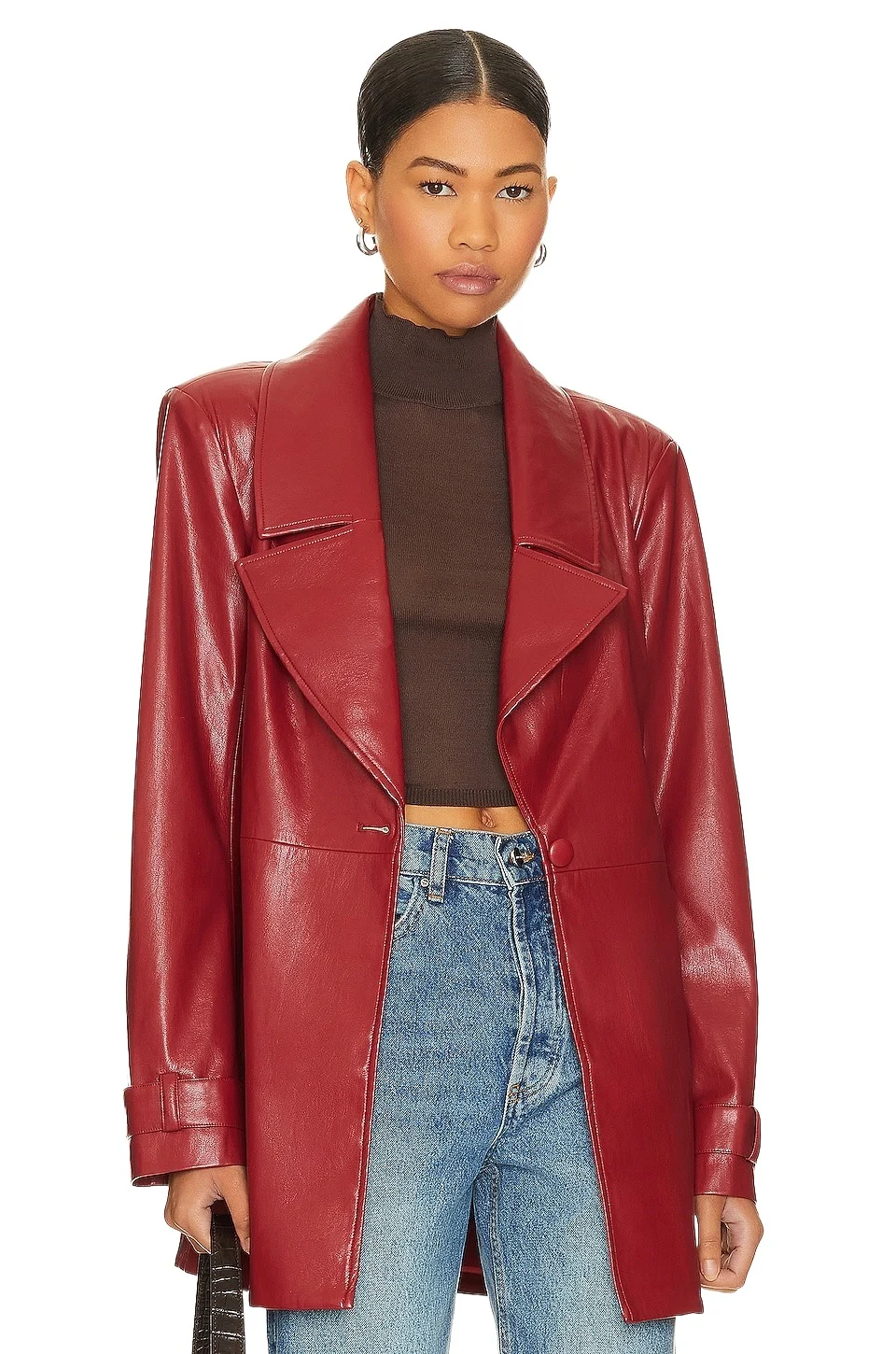 House of Harlow 1960 x REVOLVE Bordeaux Faux Leather Blazer