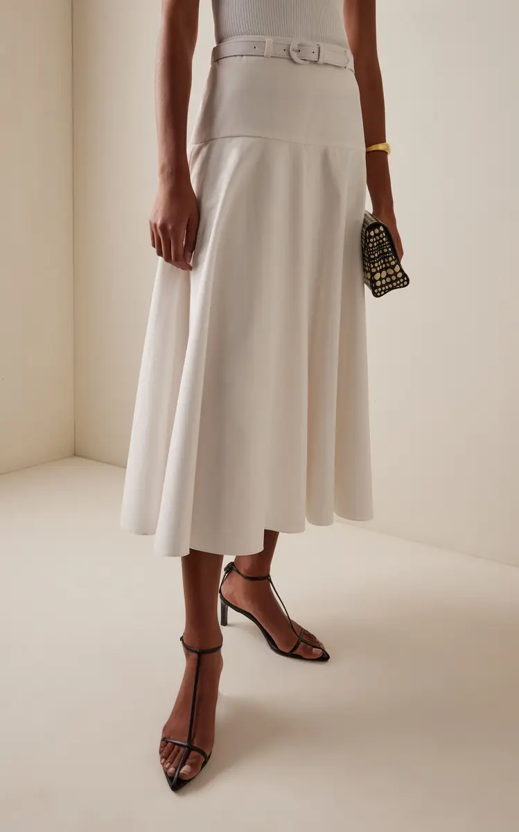 Brandon Maxwell Exclusive RIviera Belted Cotton Midi Skirt | Thumbnail 3 Brandon Maxwell Exclusive RIviera Belted Cotton Midi Skirt | Thumbnail 3