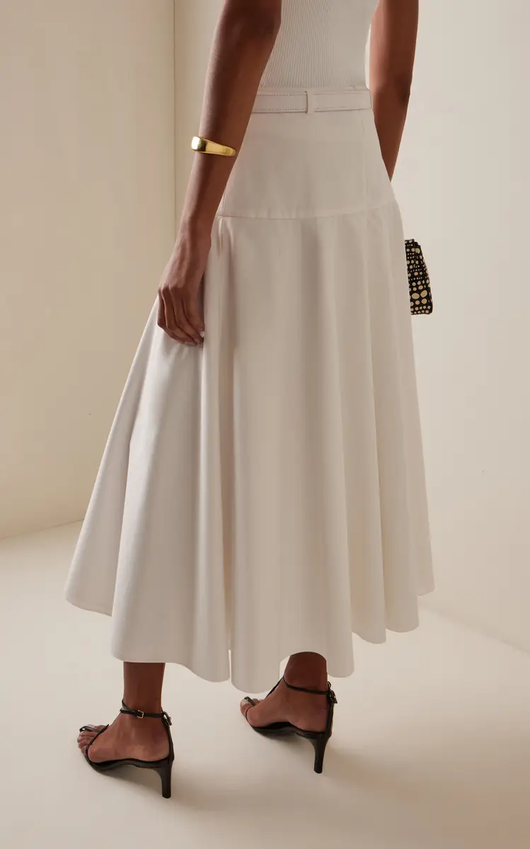 Brandon Maxwell Exclusive RIviera Belted Cotton Midi Skirt | Thumbnail 8 Brandon Maxwell Exclusive RIviera Belted Cotton Midi Skirt | Thumbnail 8