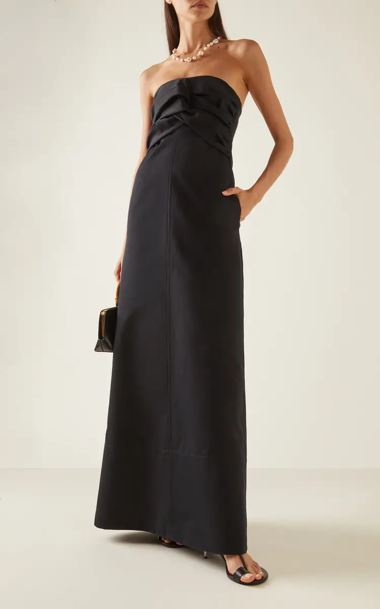 Jil Sander Ruched Cotton-Silk Maxi Dress | Thumbnail 3 Jil Sander Ruched Cotton-Silk Maxi Dress | Thumbnail 3