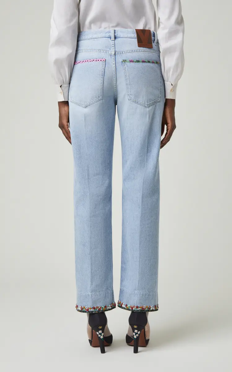 Valentino Garavani Embroidered Mid-Rise Straight-Leg Jeans | Thumbnail 4 Valentino Garavani Embroidered Mid-Rise Straight-Leg Jeans | Thumbnail 4
